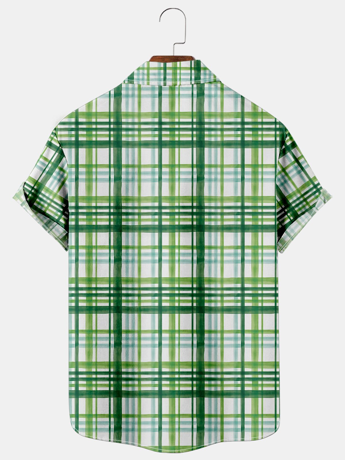 Holiday Leisure St. Patrick's Day Element Green Striped Pattern Hawaiian Style Printed Shirt Top