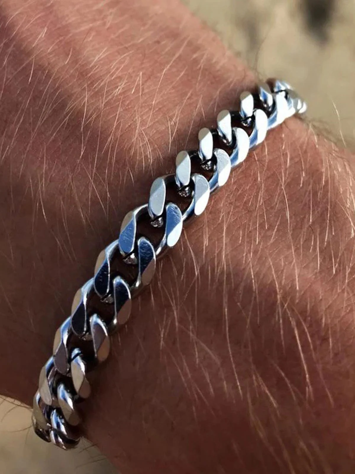 Men's Six Sides Milled Stainless Steel Bracelet