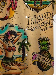 Mens Beach Print Casual Breathable Hawaiian Short Sleeve Shirt