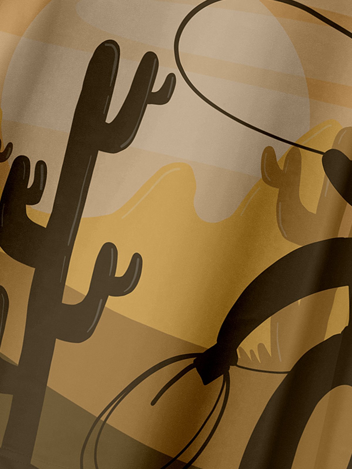 Casual Style Culture Series Retro Gradient Cactus Element Lapel Short-Sleeved Polo Print Top