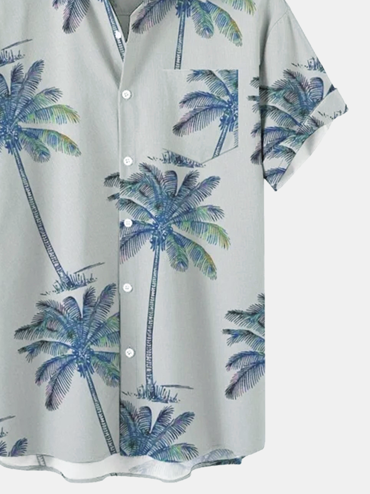 Cotton Linen Style Botanical Coconut Tree Print Casual Versatile Linen Shirt
