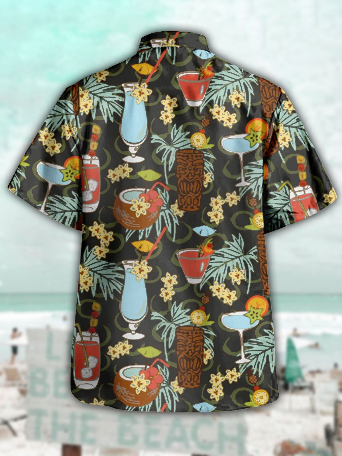 Men's Cocktail Print Casual Moisture-Breathable Fabric Hawaiian Short Sleeve Shirt