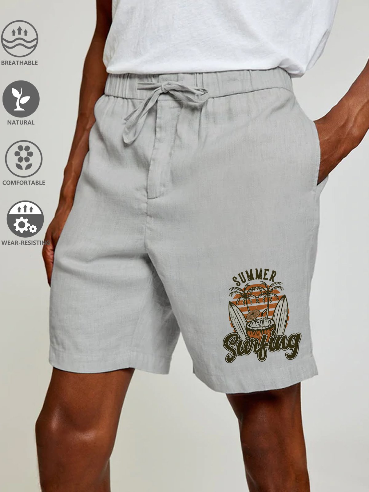 Cotton Linen Hawaiian Casual Shorts