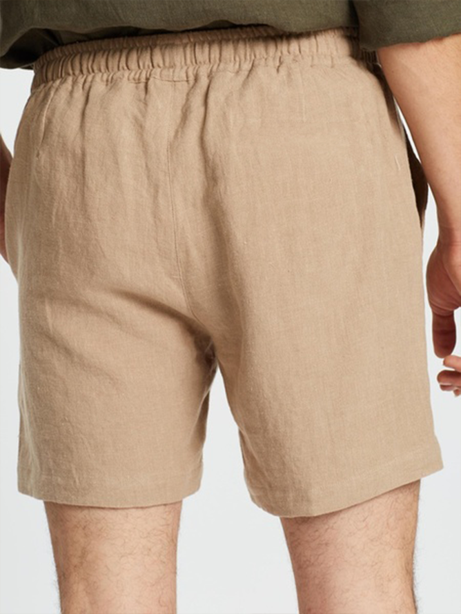 Cotton Linen Style American Casual Basic Versatile Linen Shorts