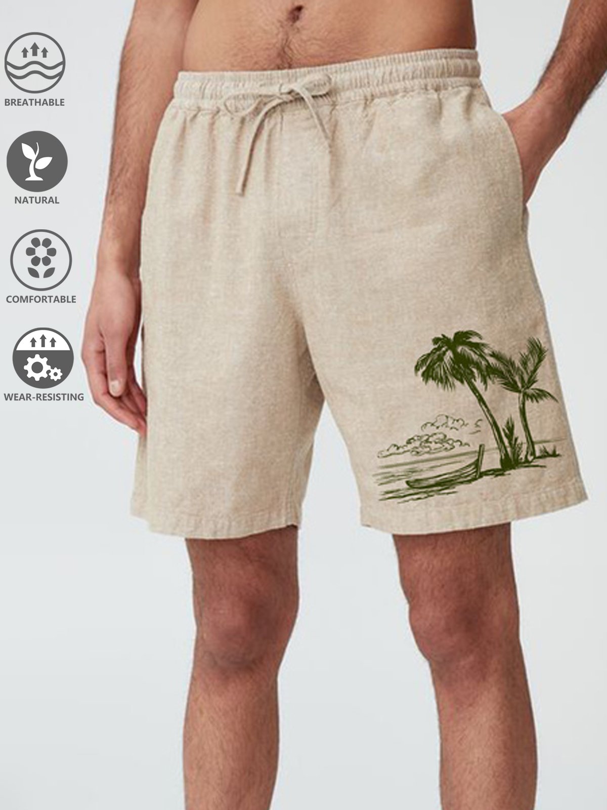 Cotton Linen Hawaiian Casual Shorts
