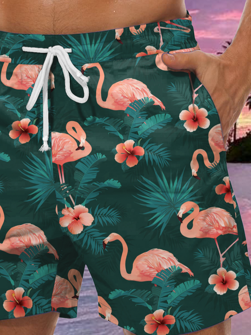 Flamingo Graphic Men's Casual Beach Shorts