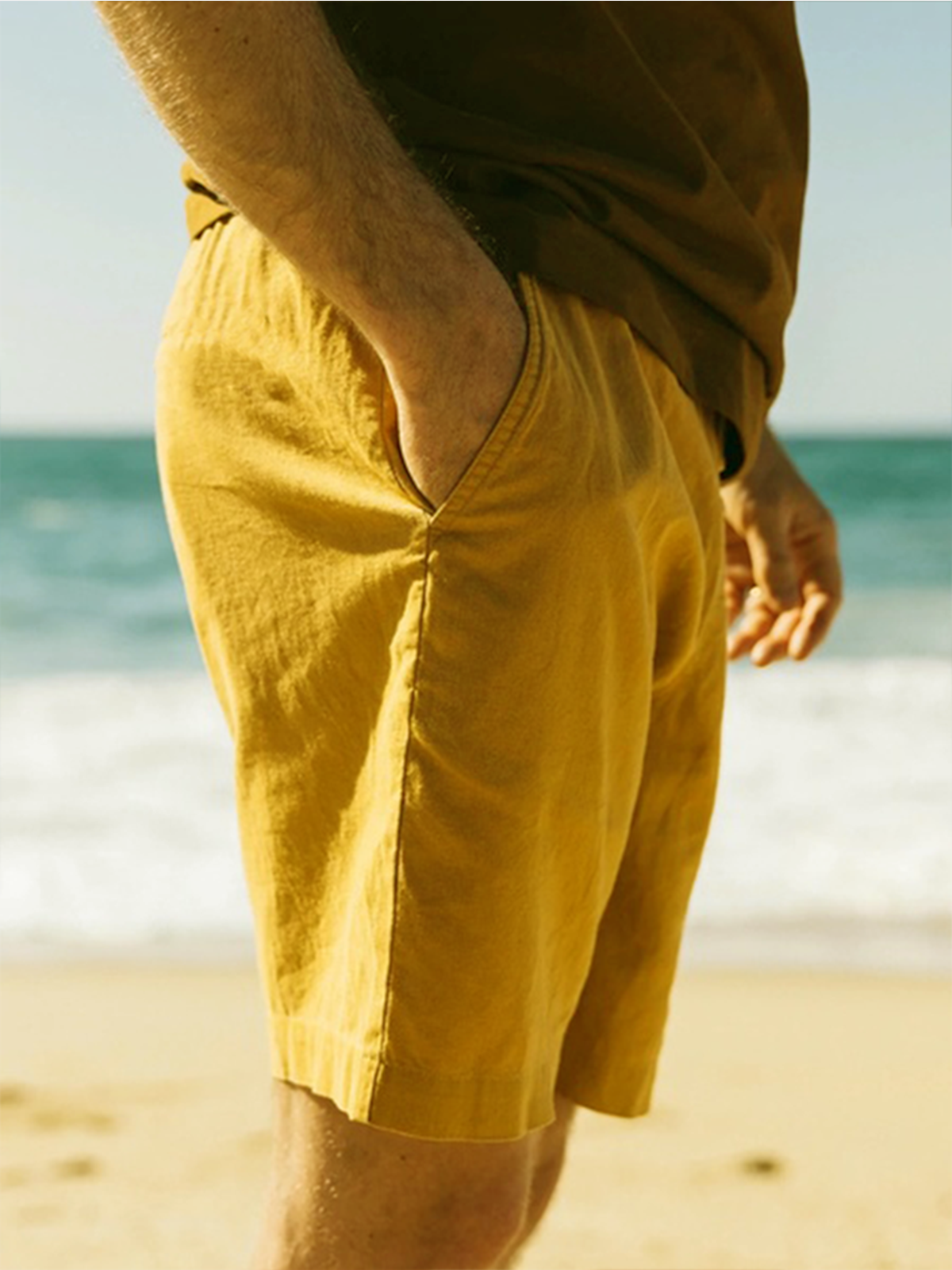 Cotton Linen Style American Casual Basic Versatile Linen Shorts hawalili