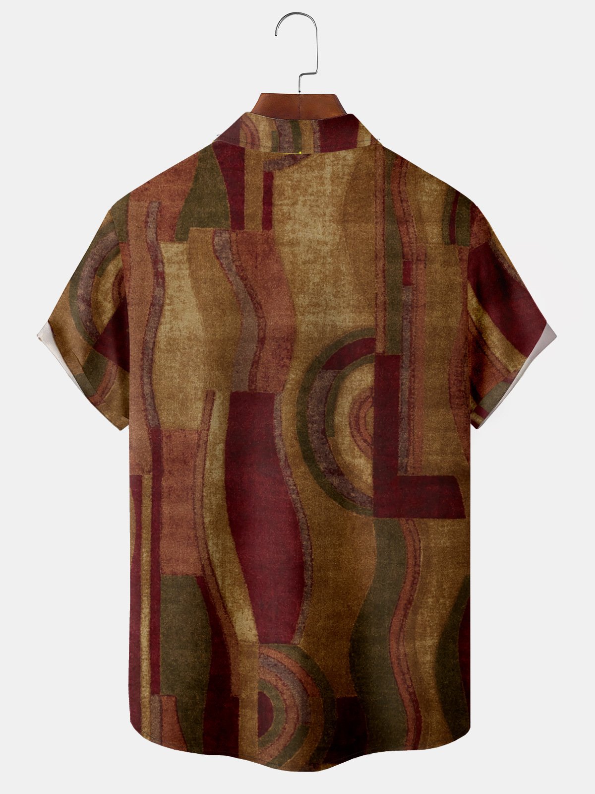 Casual Art Series Gradient Geometric Stripes Color Block Element Pattern Lapel Short Sleeve Chest Pocket Shirt Print Top