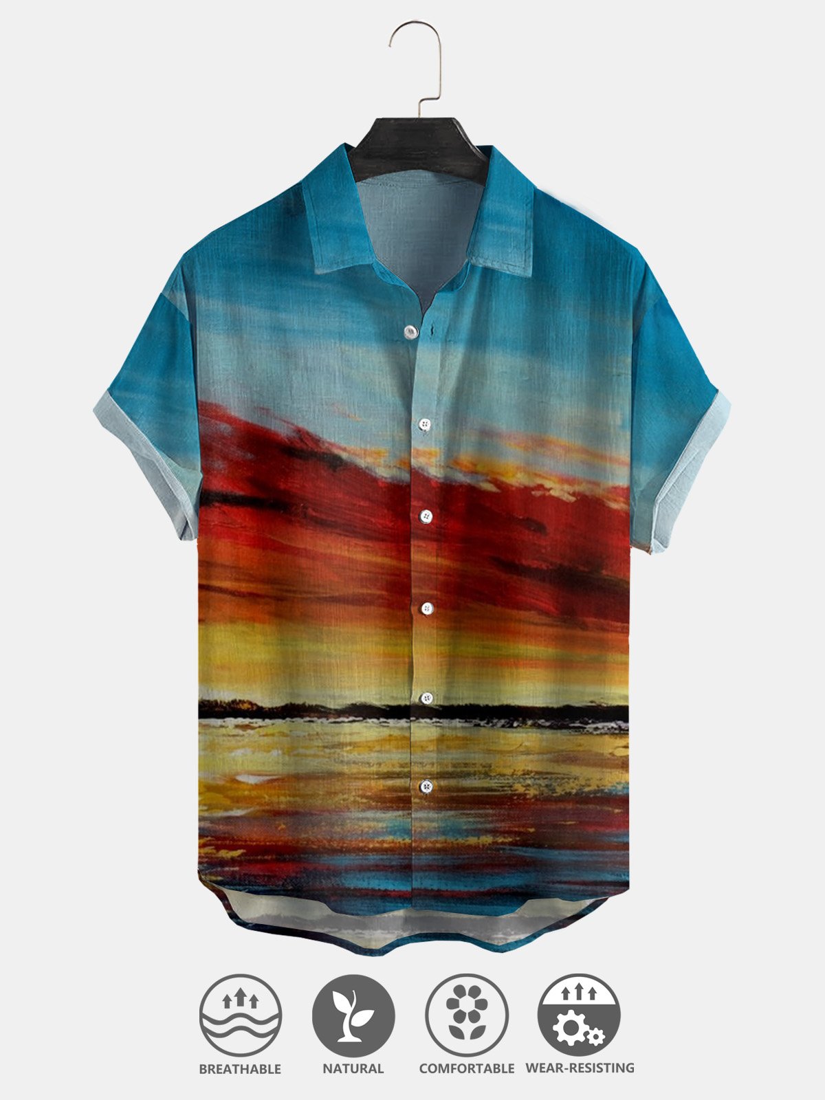 Cotton And Linen Holiday Leisure Short-sleeved Shirt