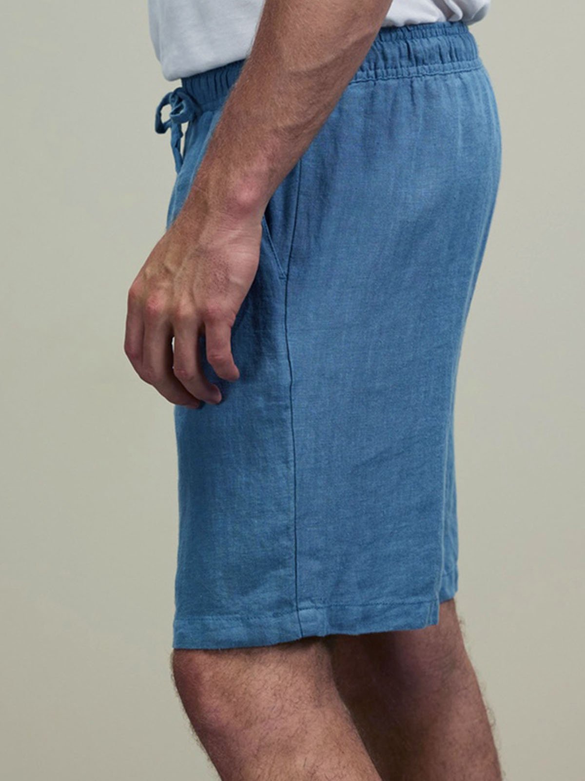 Cotton And Linen Plain Casual Shorts