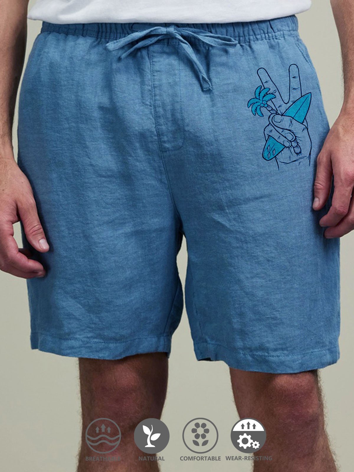 Cotton And Linen Plain Casual Shorts