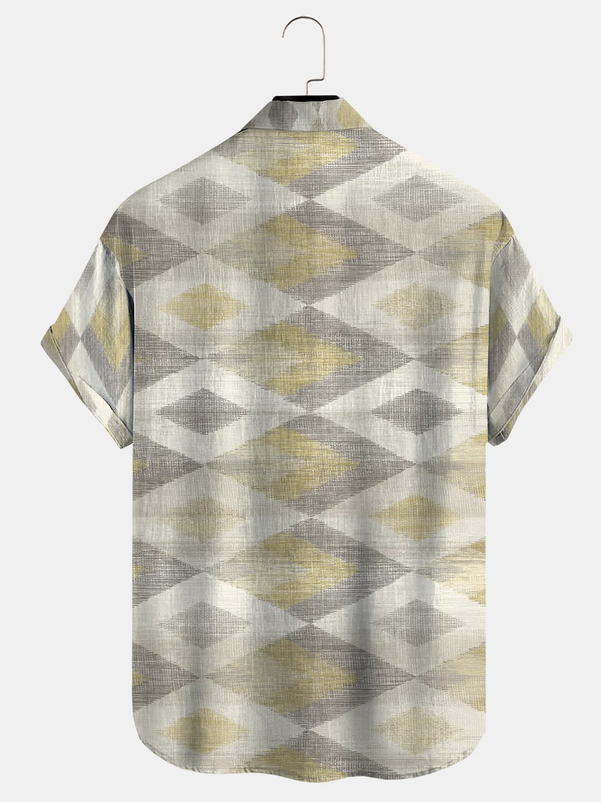 Cotton Linen Style American Casual Basic Versatile Geometric Striped Linen Shirt