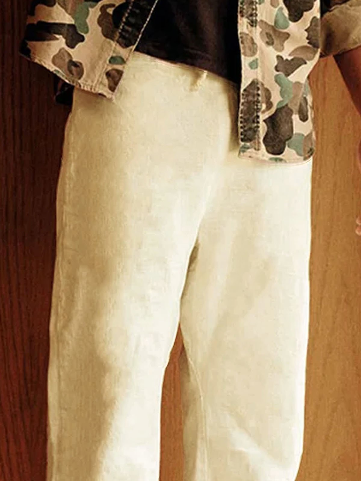 Cotton and Linen Plain Hawaiian Casual Trousers