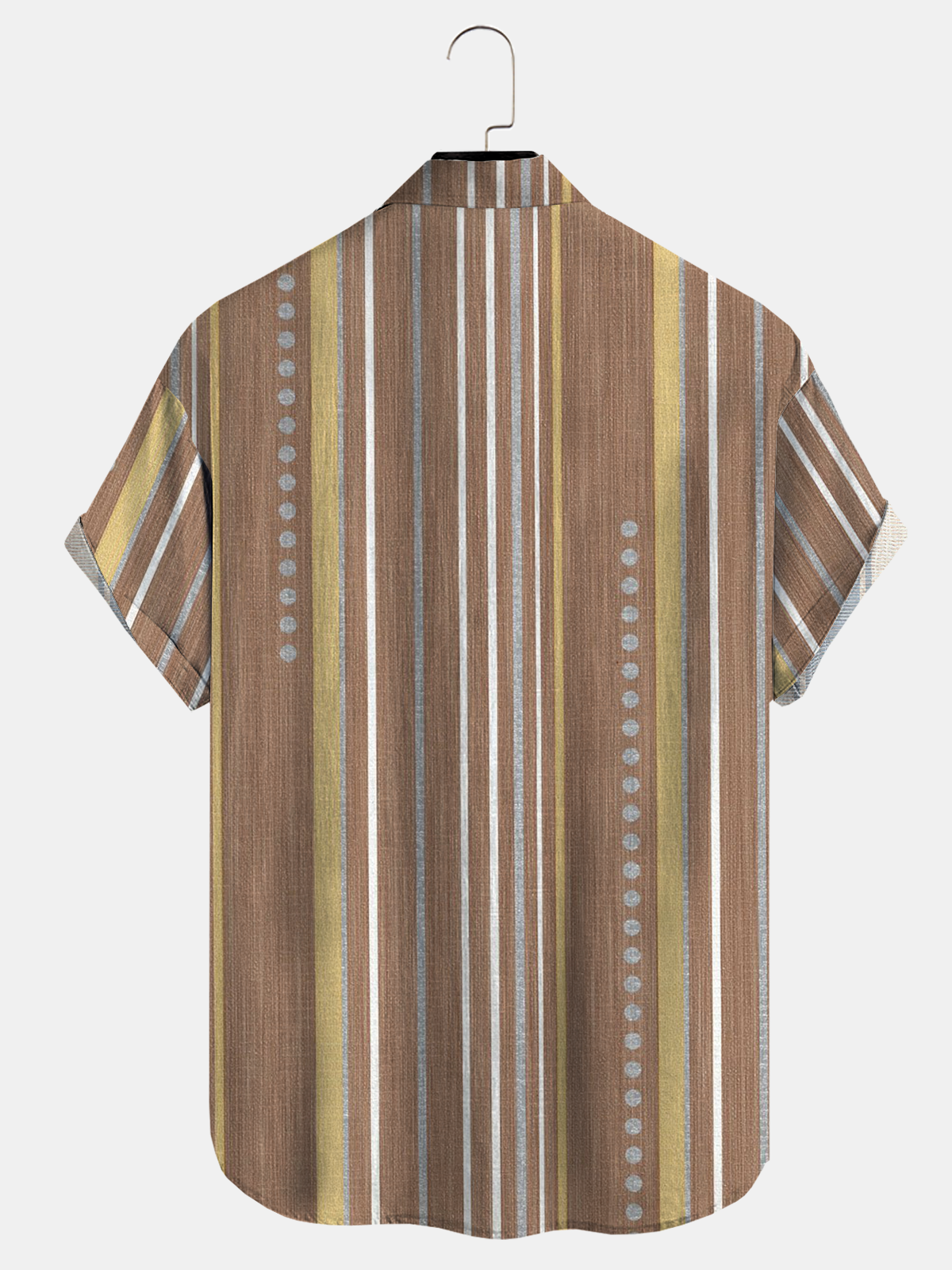 Cotton and linen style American casual basic all-match geometric striped linen shirt