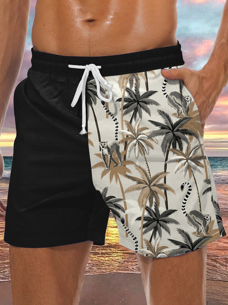 Men's Coconut Tree Element Graphic Print Casual Vacation Beach Shorts
