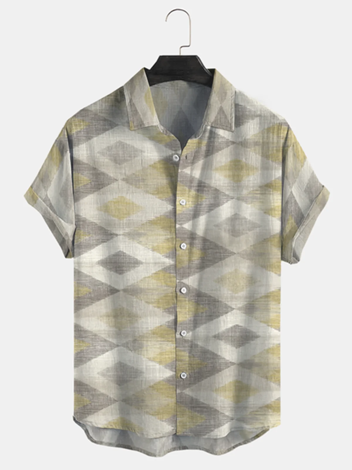 Cotton Linen Style American Casual Basic Versatile Geometric Striped Linen Shirt