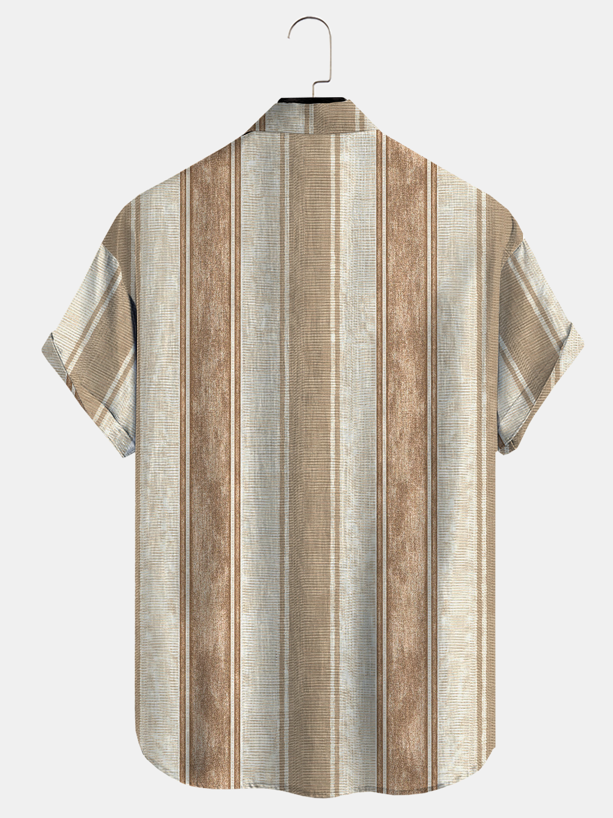 Cotton and linen style American casual basic all-match geometric striped linen shirt