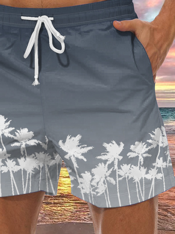 Men's Coconut Tree Element Graphic Print Casual Vacation Beach Shorts