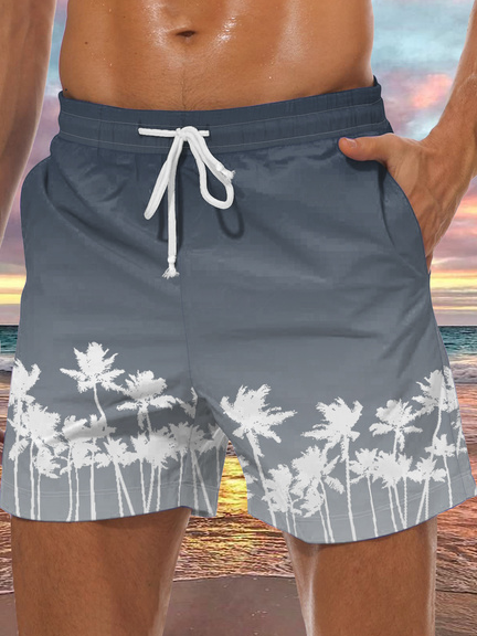 Men's Coconut Tree Element Graphic Print Casual Vacation Beach Shorts