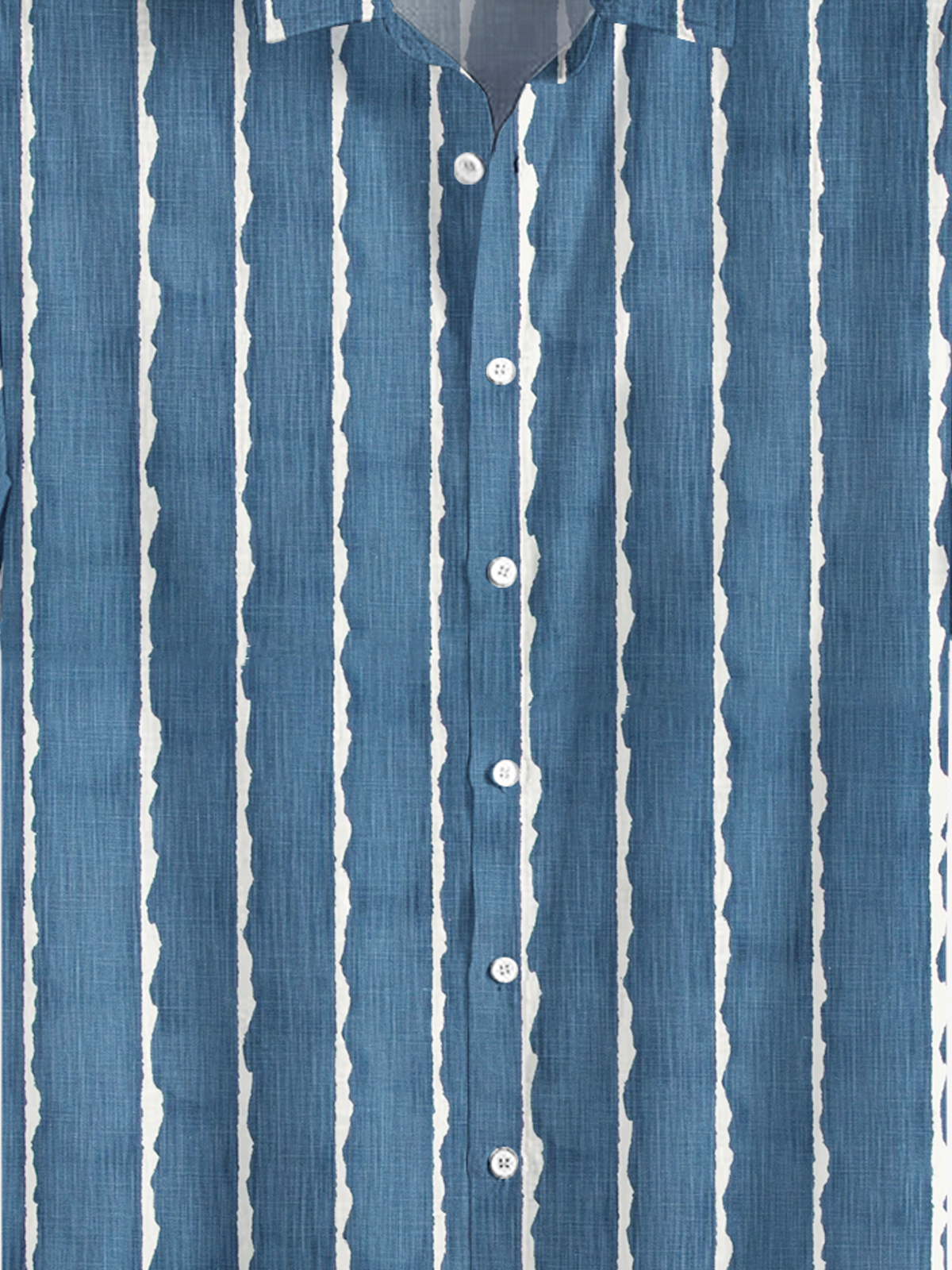 Cotton and linen style American casual basic all-match geometric striped linen shirt