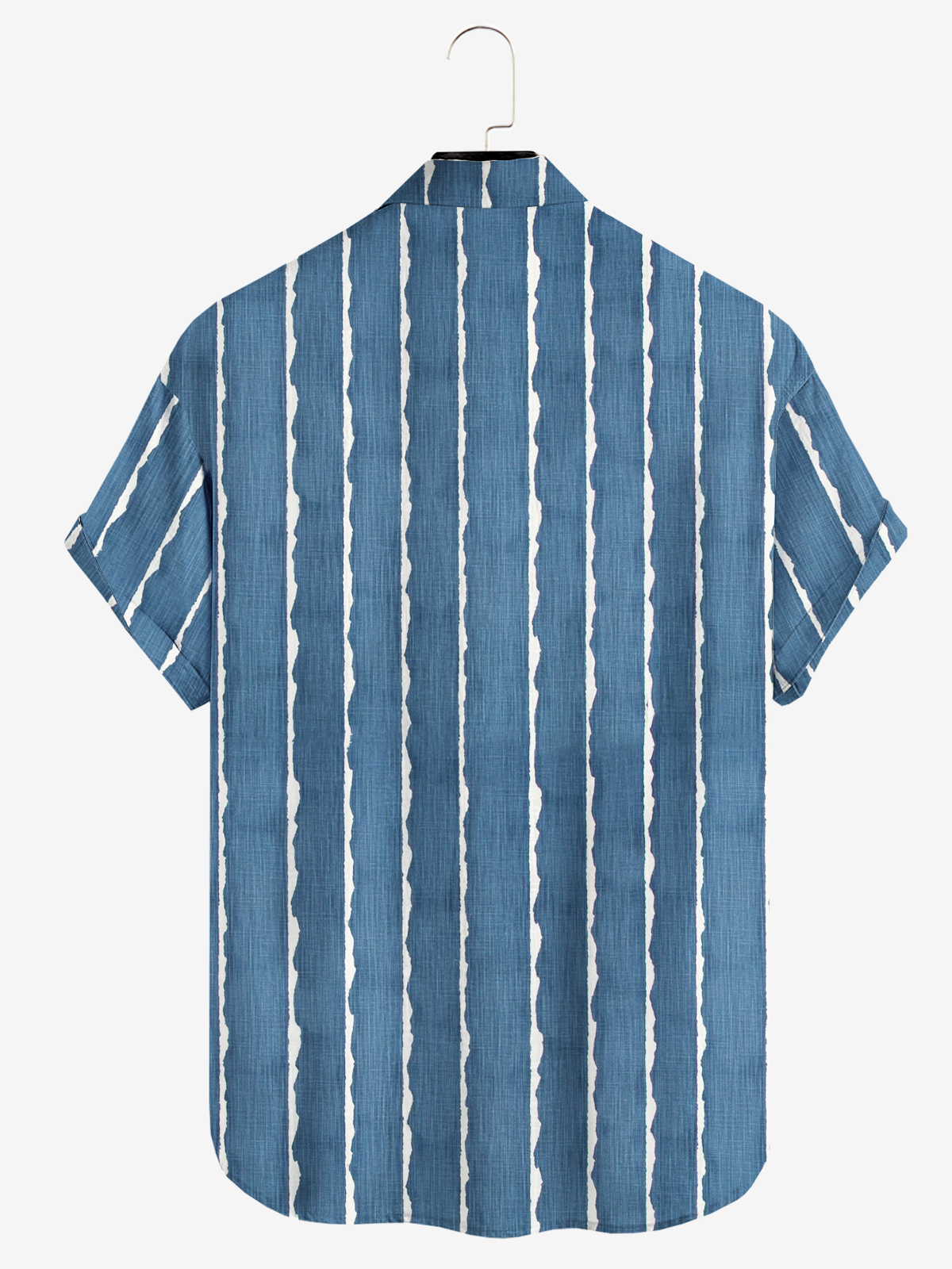 Cotton and linen style American casual basic all-match geometric striped linen shirt