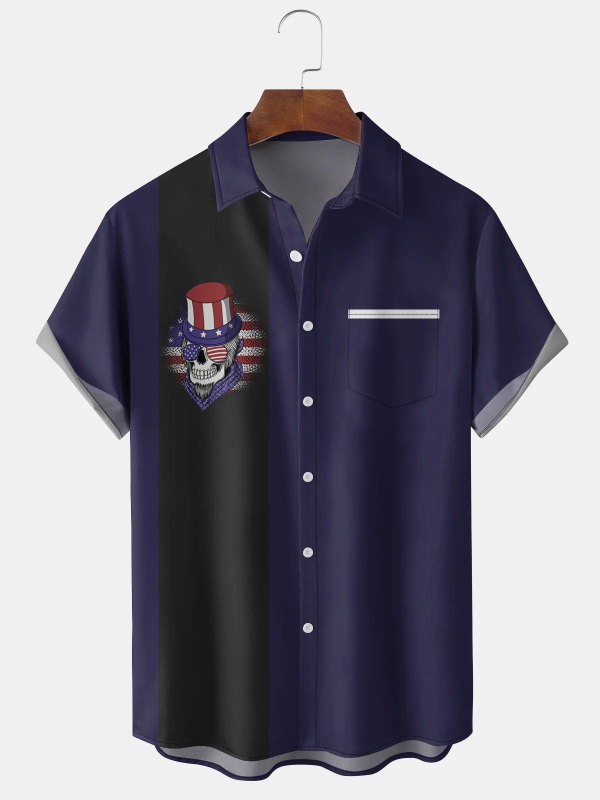 Men's American Flag Graphic Print Short Sleeve Shirt