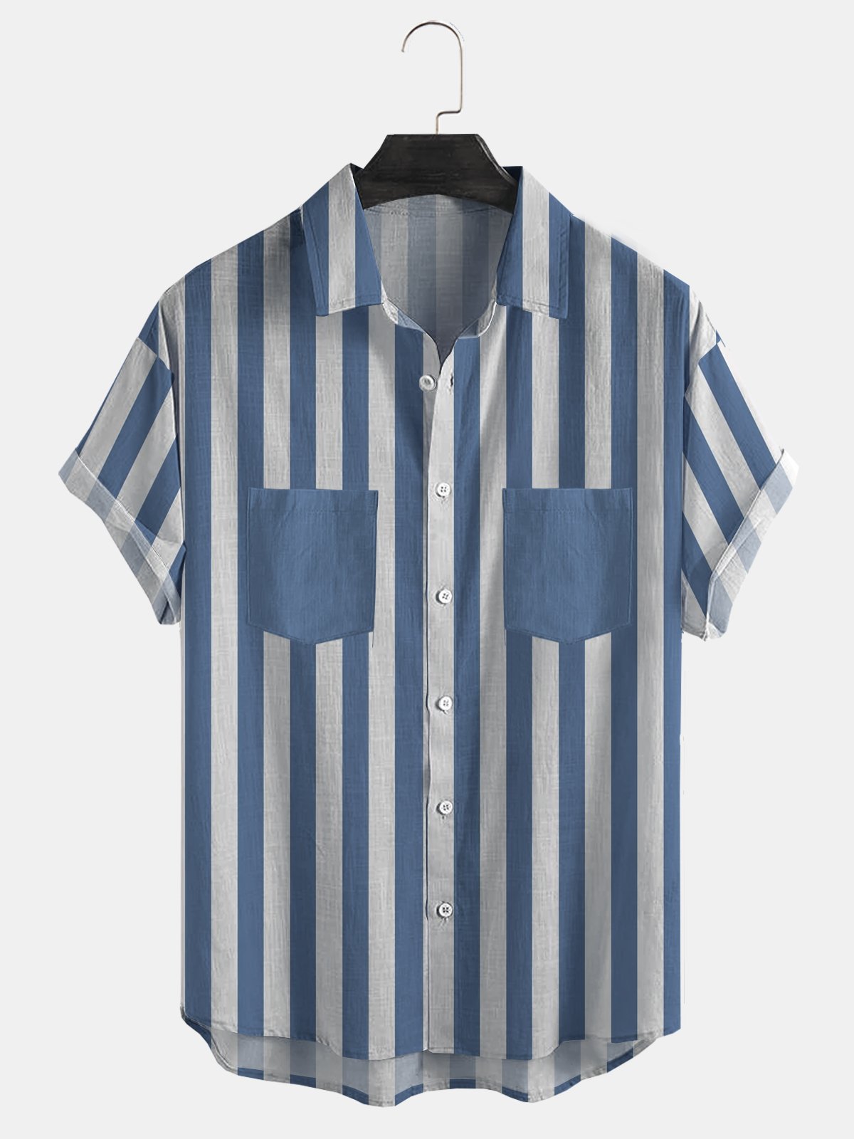 Cotton Linen Striped Casual Short Sleeve Shirt