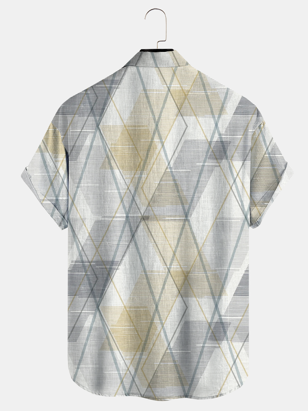 Cotton Linen Style Geometric Striped Print Lapel Cozy Linen Shirt