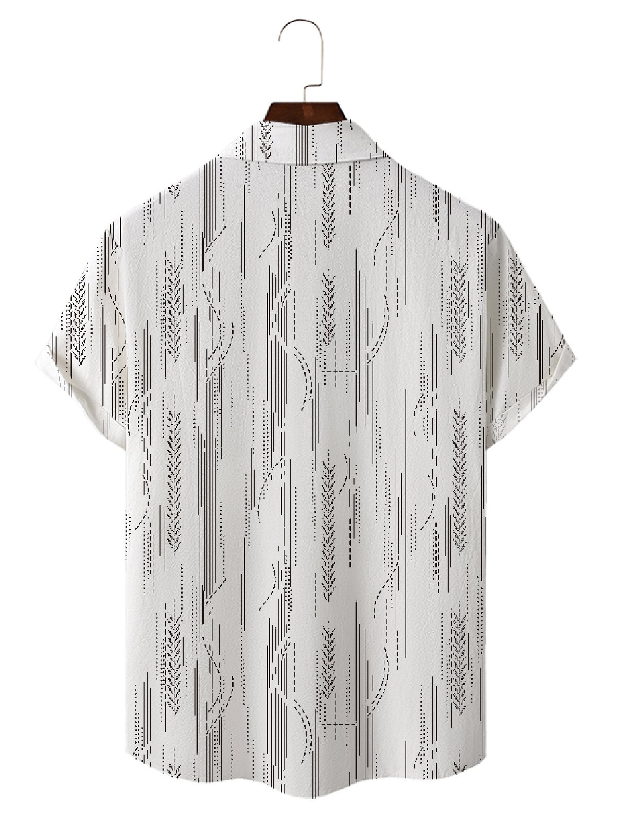 Cotton Linen Geometric Print Casual Short Sleeve Shirt