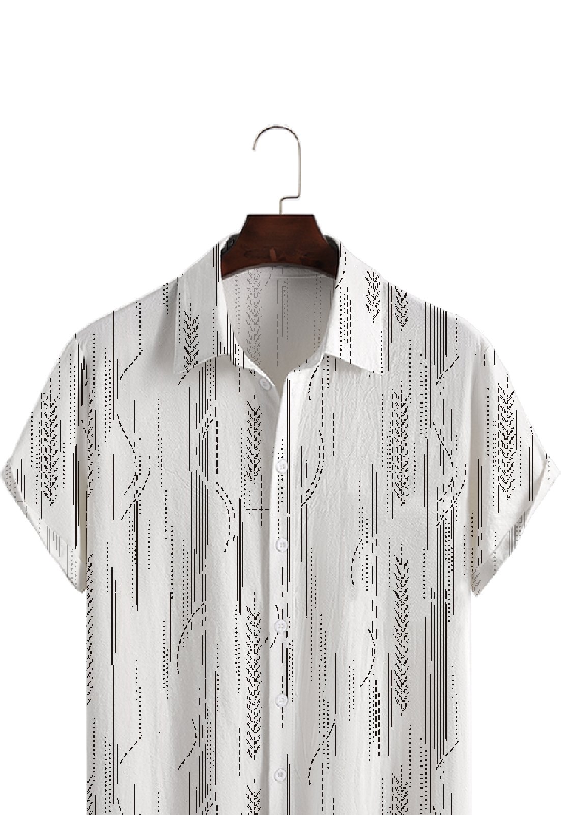 Cotton Linen Geometric Print Casual Short Sleeve Shirt