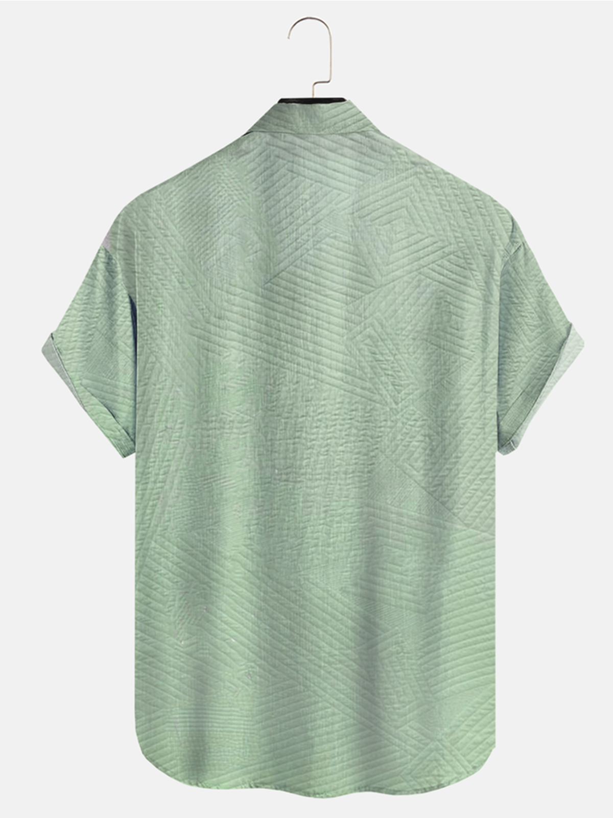 Cotton Linen Style Geometric Striped Print Lapel Cozy Linen Shirt