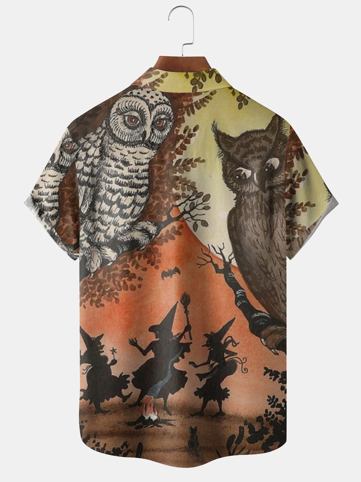 Men's Halloween Print Short Sleeve Hawaiian Shirt with Chest Pocket