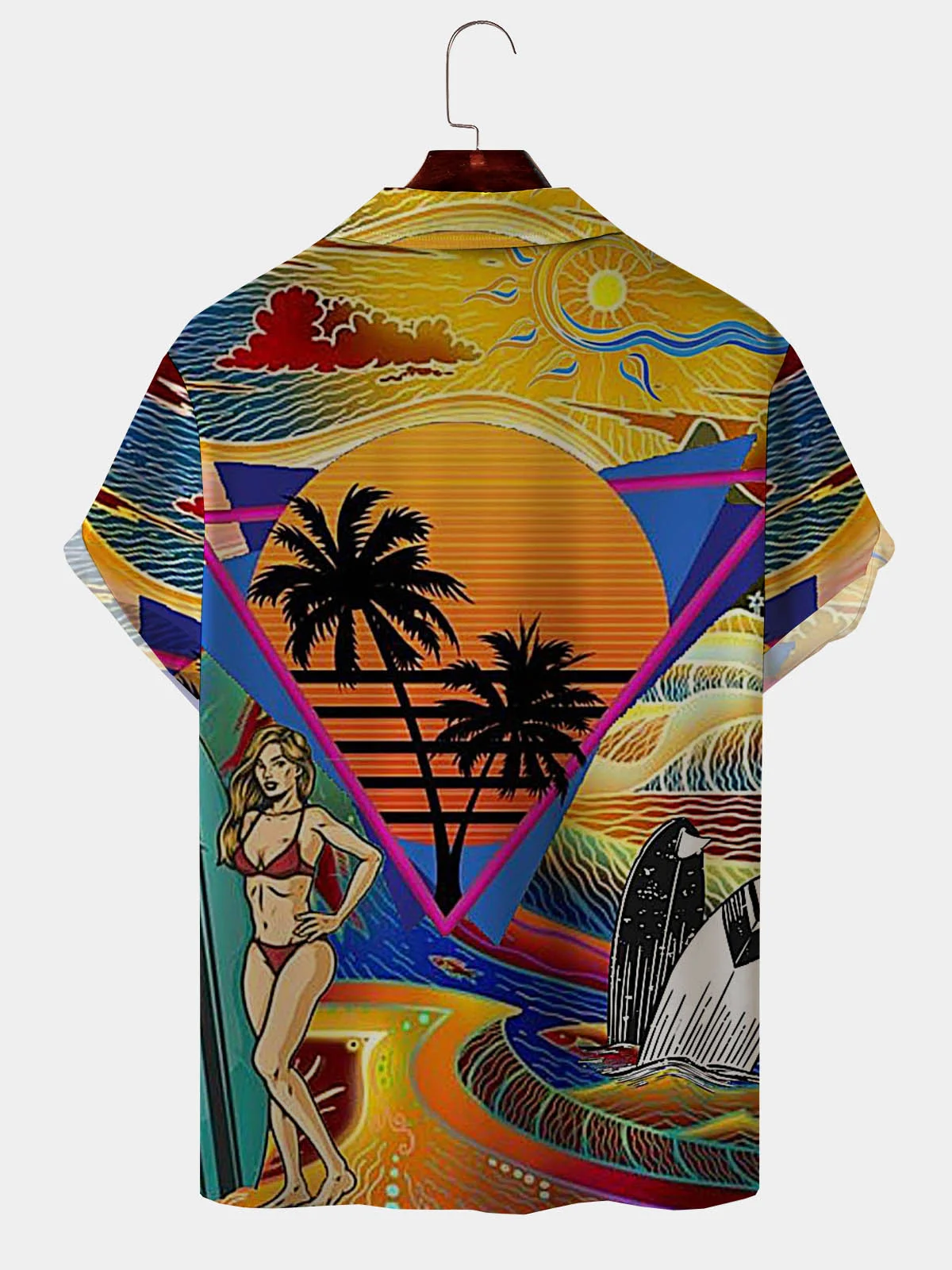 Men's Hawaiian Surf Floral Print Moisture Wicking Fabric Fashion Lapel Short Sleeve Shirts
