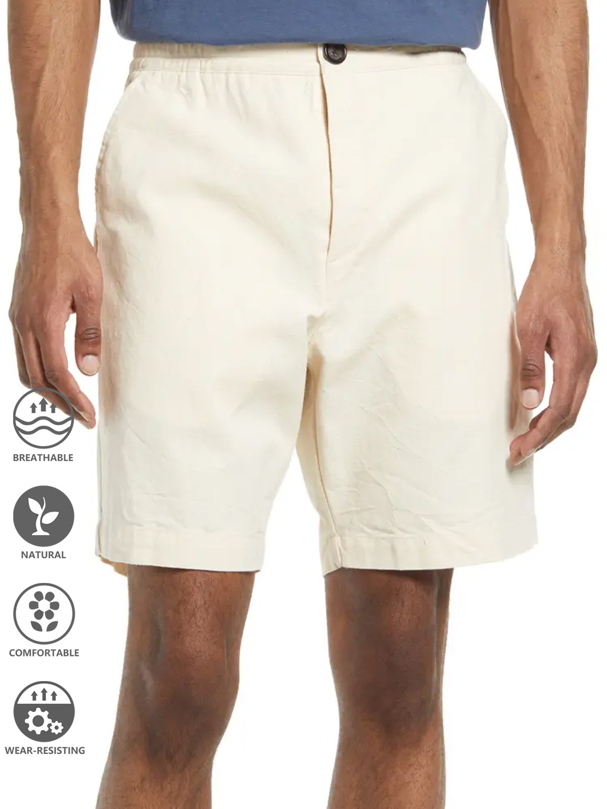 Cotton And Linen Plain Casual Shorts