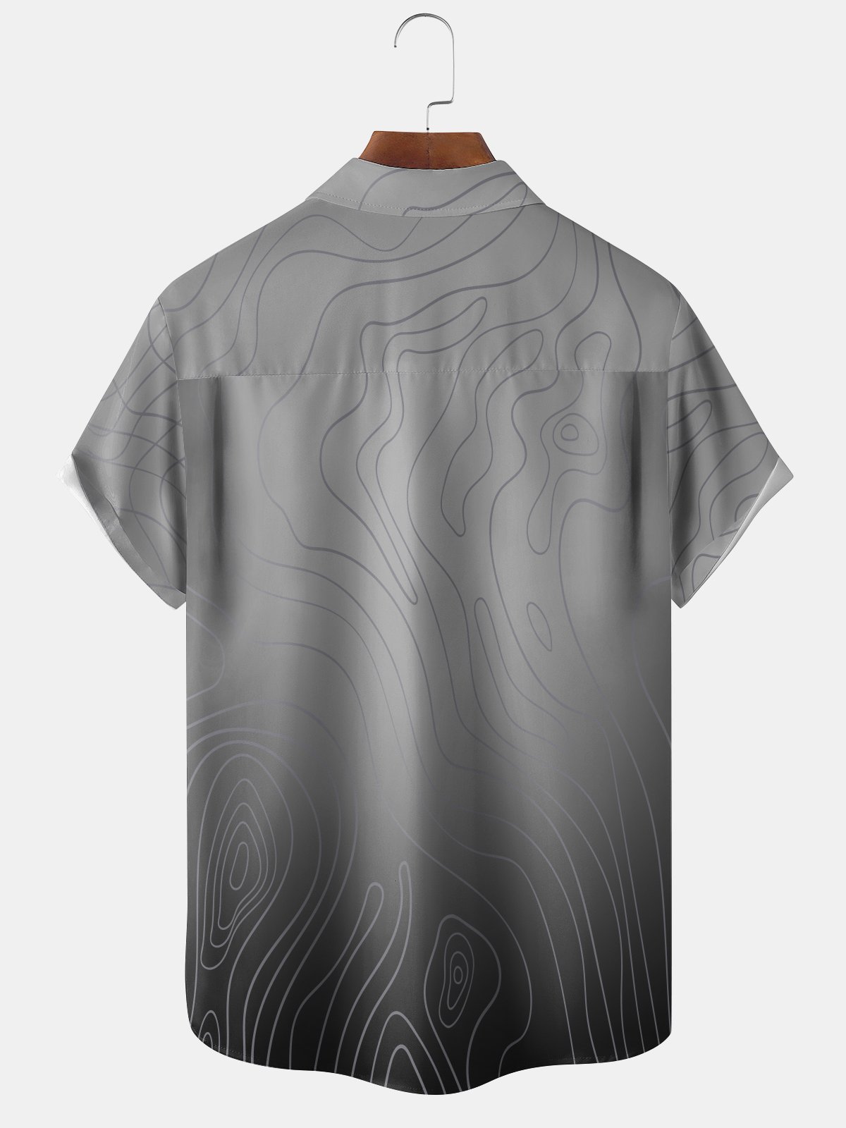 Men's New Gradient Coconut Tree Print Casual Breathable Hawaiian Short Sleeve Shirt
