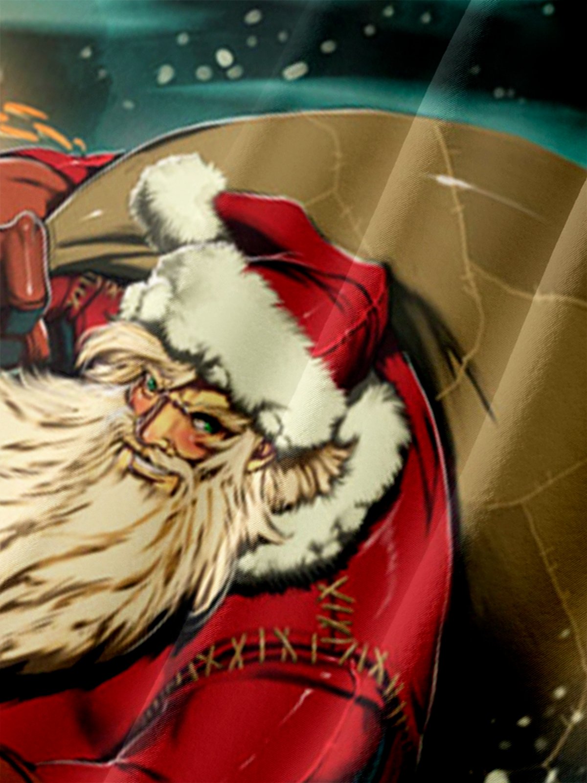 Men's Santa Print Moisture Wicking Fabric Fashion Lapel Short Sleeve Hawaiian Shirt