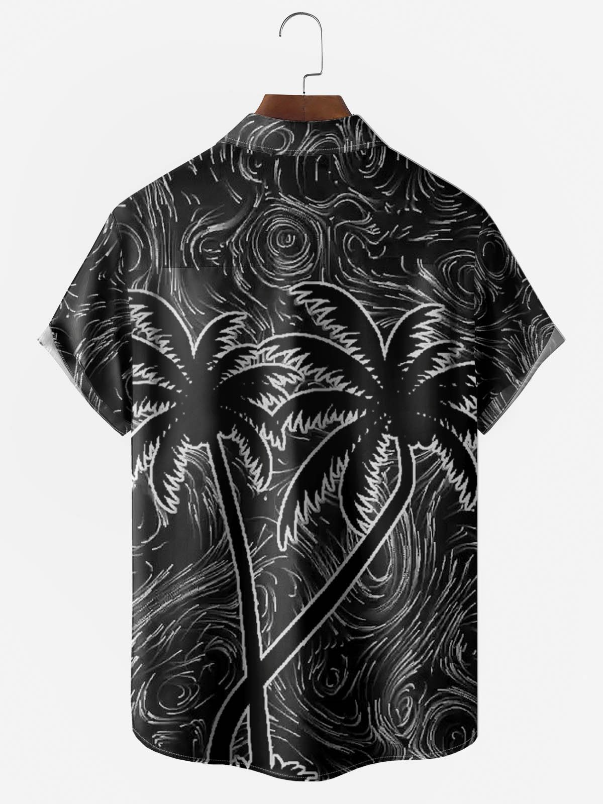 Men's Coconut Tree Print Moisture Wicking Fabric Fashion Lapel Short Sleeve Hawaiian Shirt