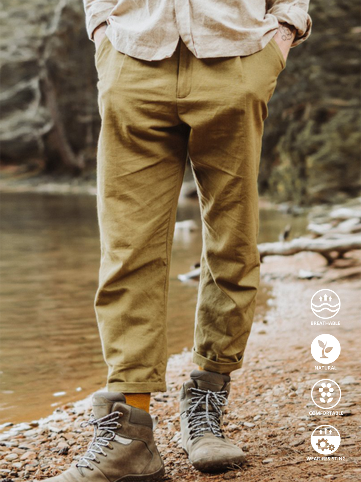 Cotton And linen Style American Casual Basic Wild linen Trousers