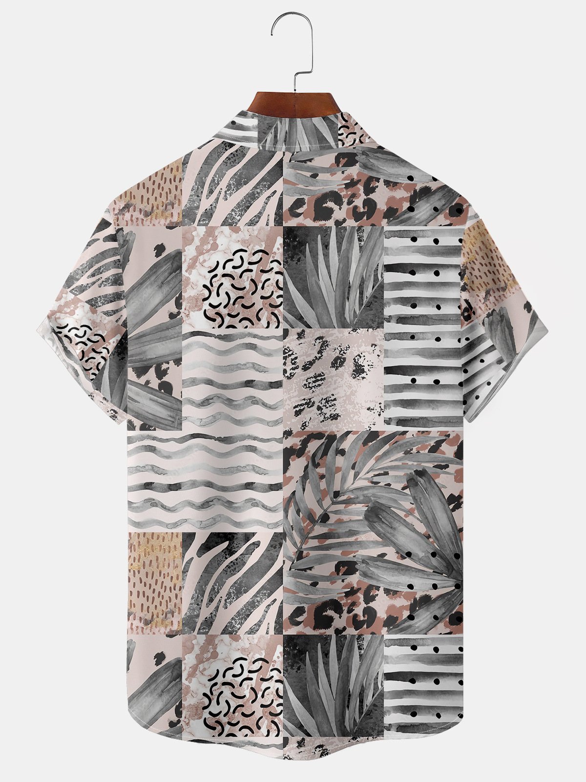 Men's Floral Stripe Graphic Print Short Sleeve Shirt