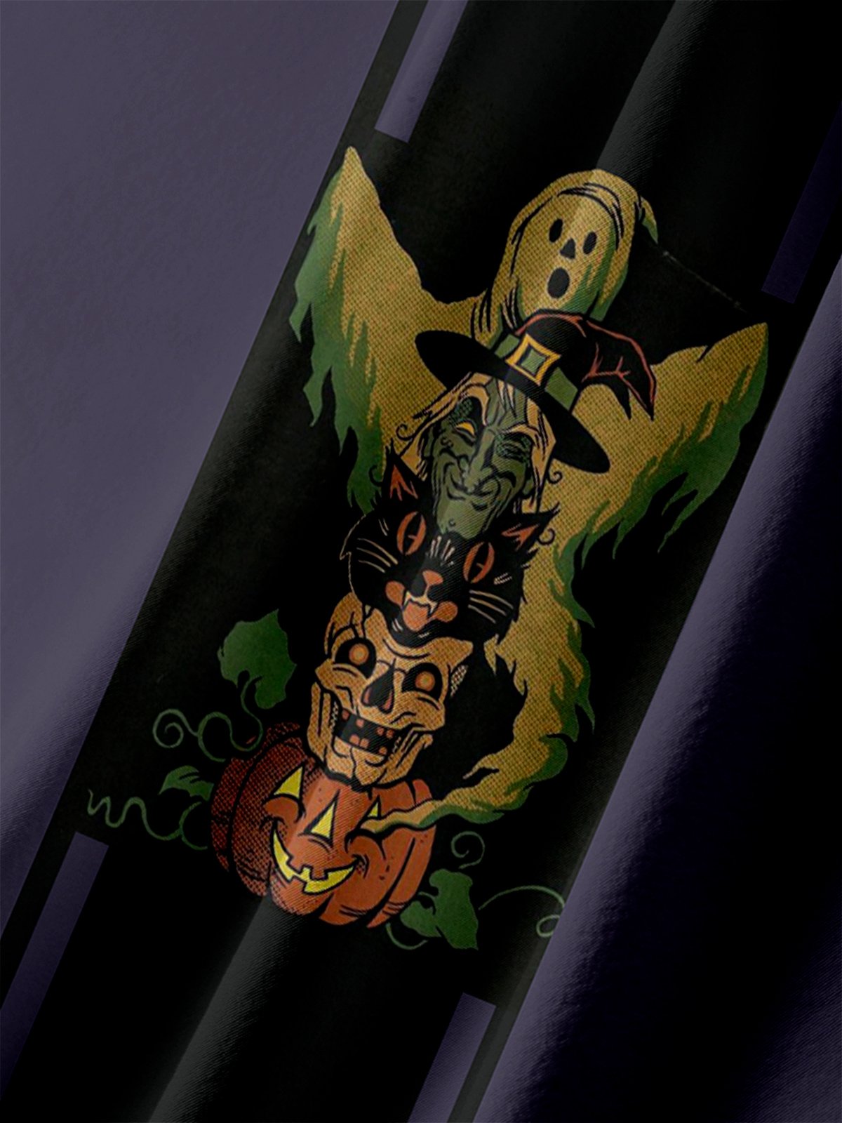 Men's Halloween Pumpkin Print Moisture Wicking Fabric Fashion Lapel Short Sleeve Shirts