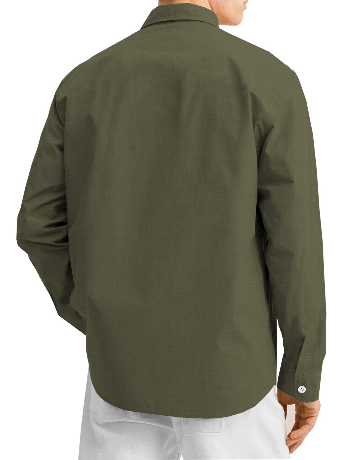 Geometric stripe printed cotton linen collar and comfortable linen shirt