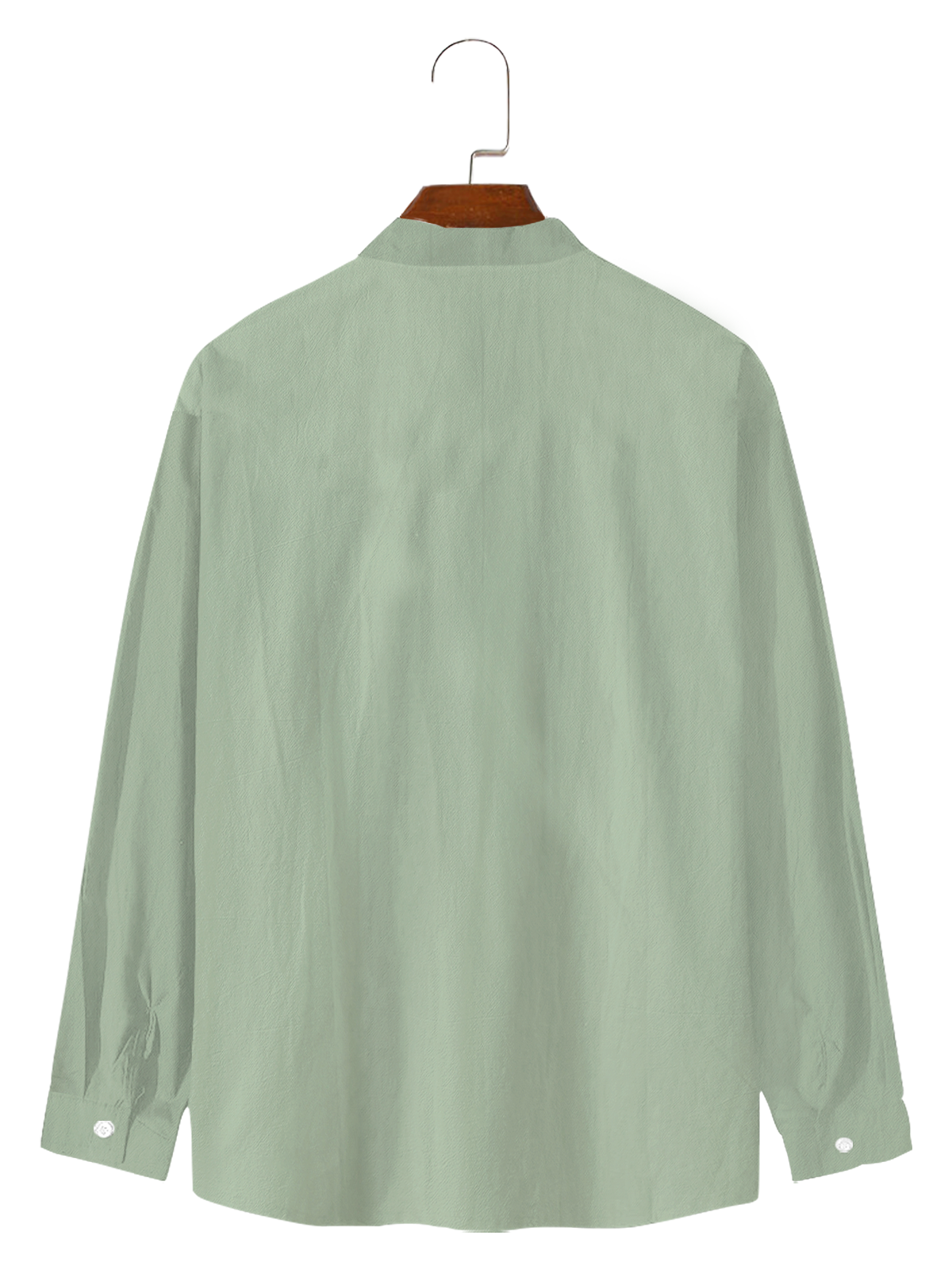 Cotton and linen style net color based leisure coconut long sleeve shirts