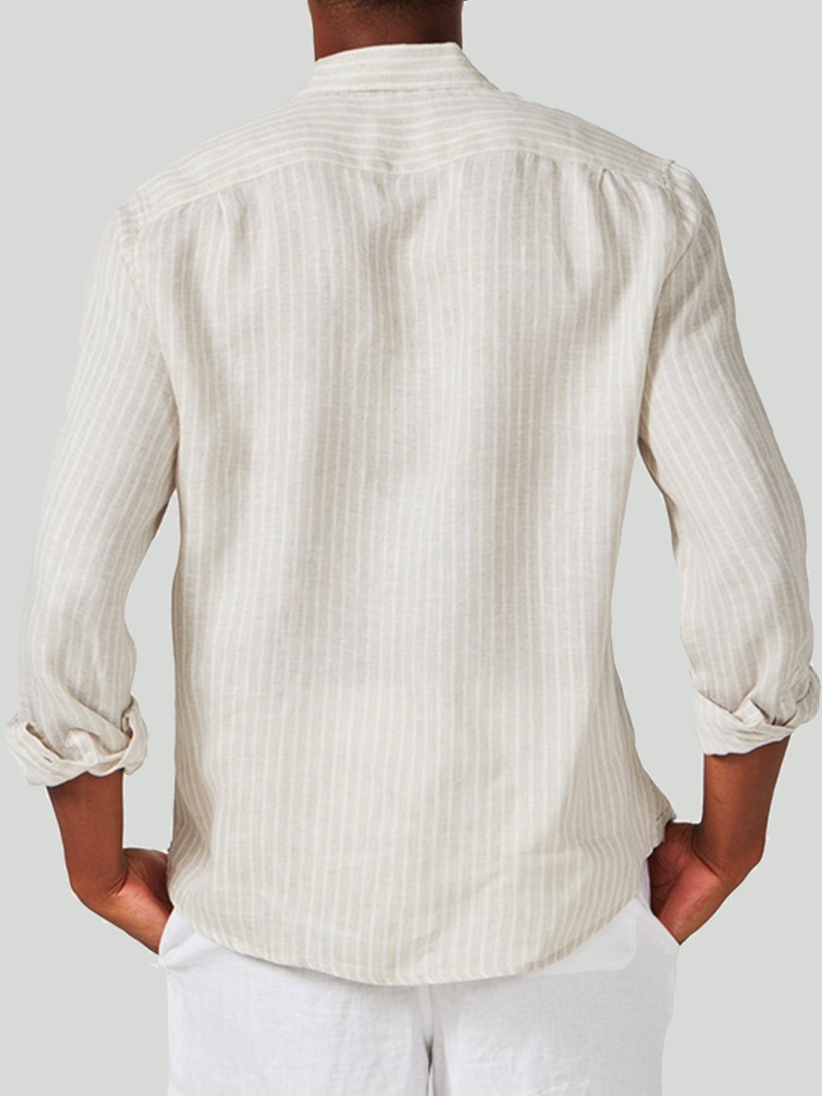 Net based leisure long-sleeved shirt color cotton and linen style