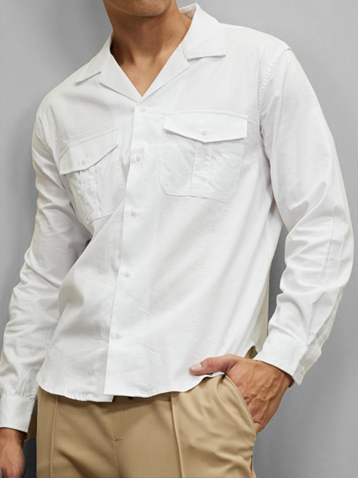 Cotton linen based comfortable leisure net color linen shirt