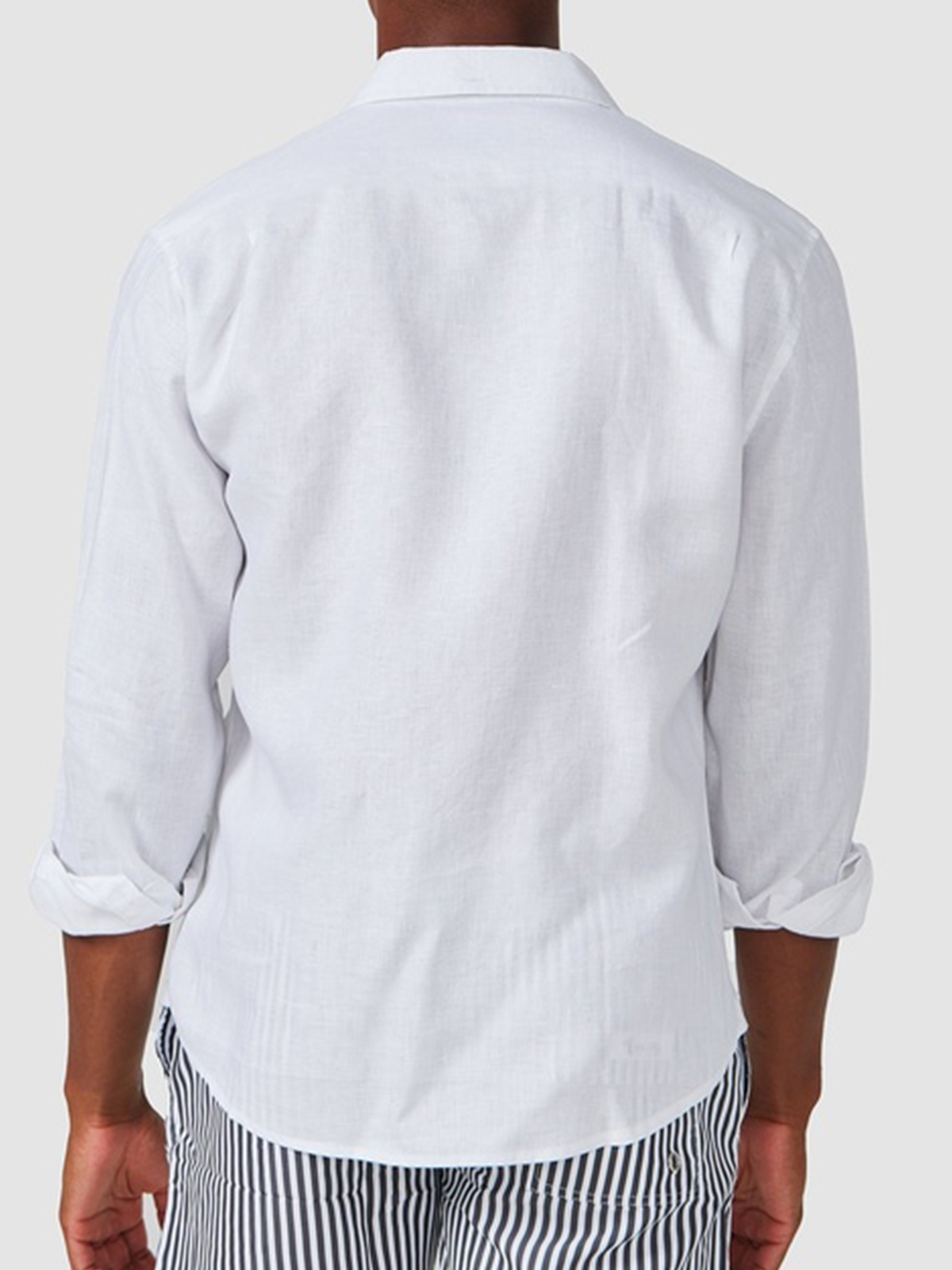 Cotton and linen net color based on the American flag style leisure long-sleeved shirt