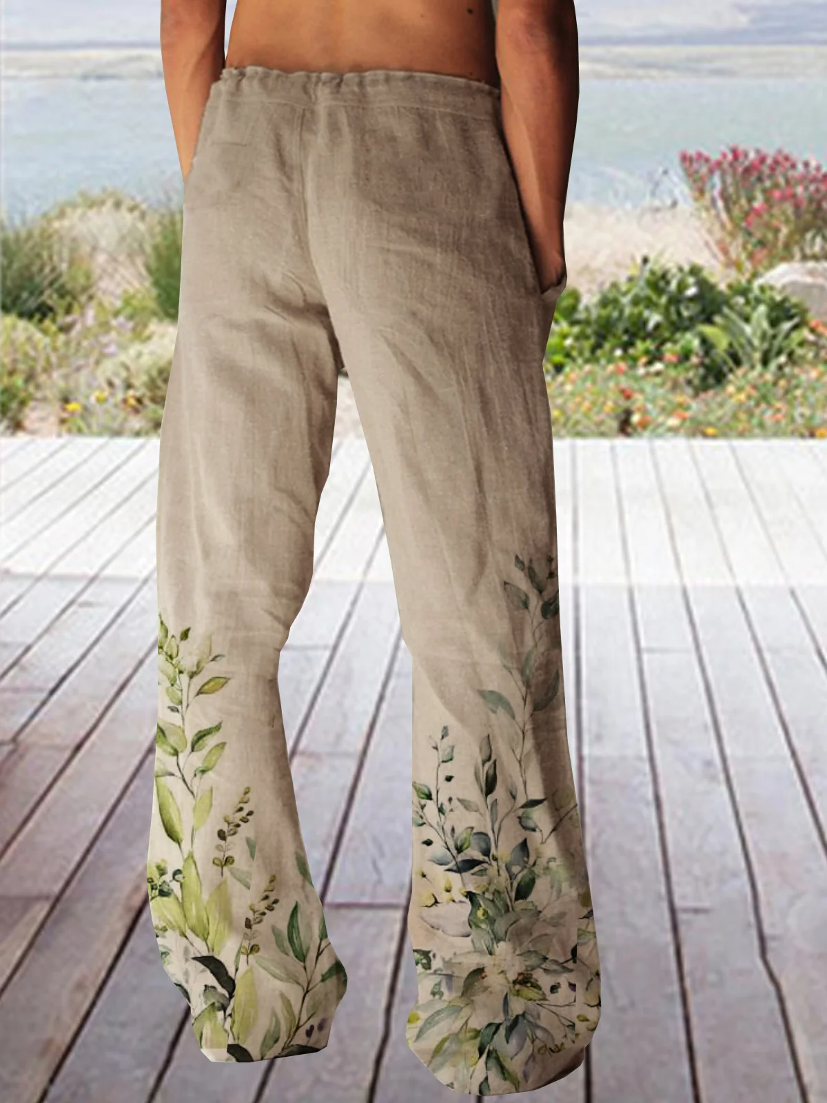 Cotton Linen Hawaiian Casual Trousers
