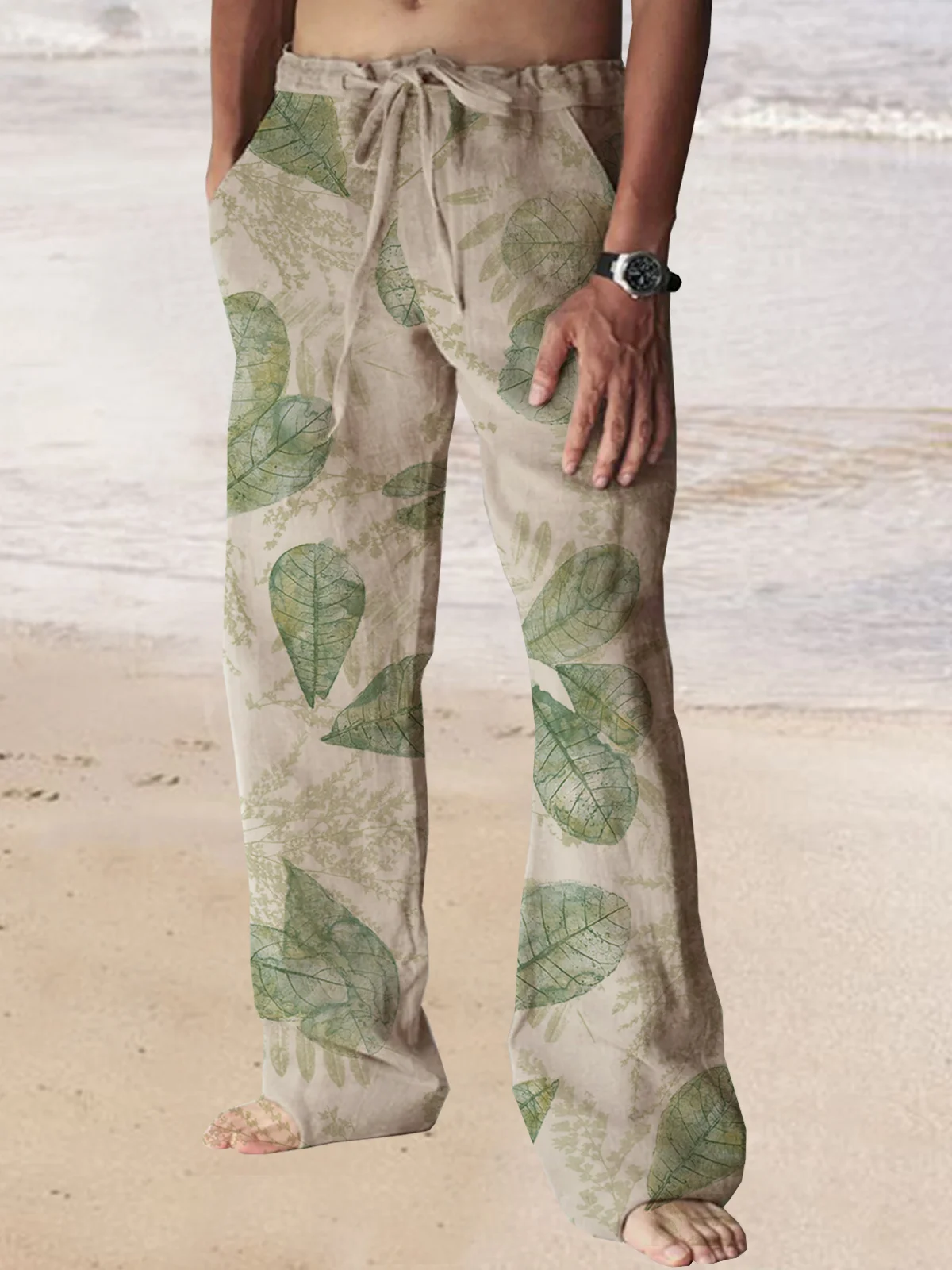Cotton Linen Hawaiian Casual Trousers