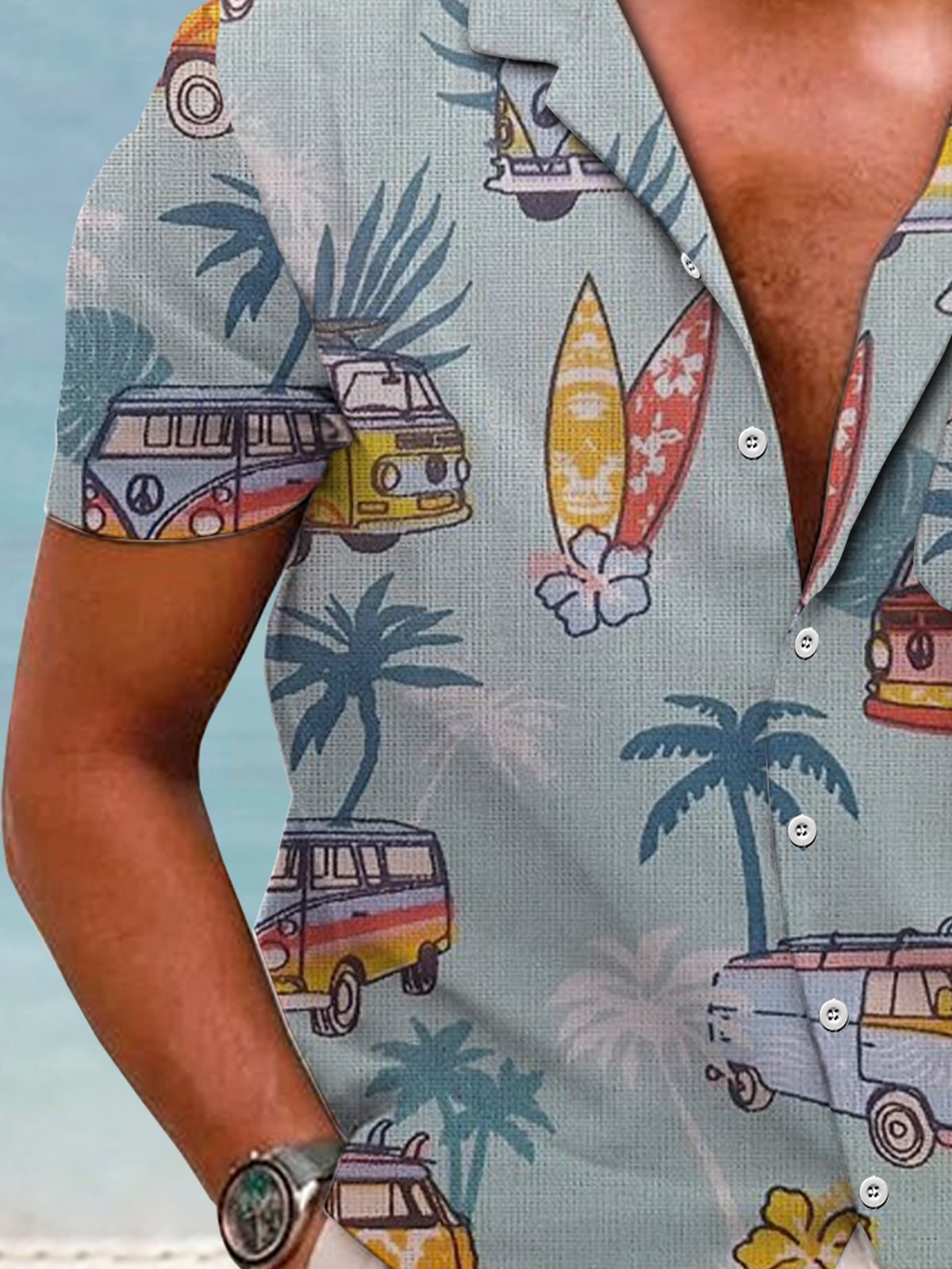 Cotton And Linen Holiday Leisure Short-sleeved Shirt