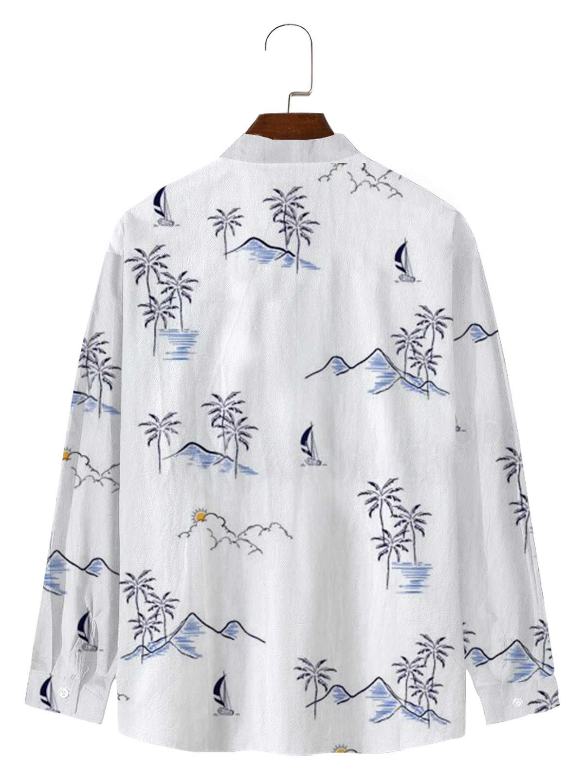 Printed cotton and linen style coconut comfortable hemp long sleeve shirts