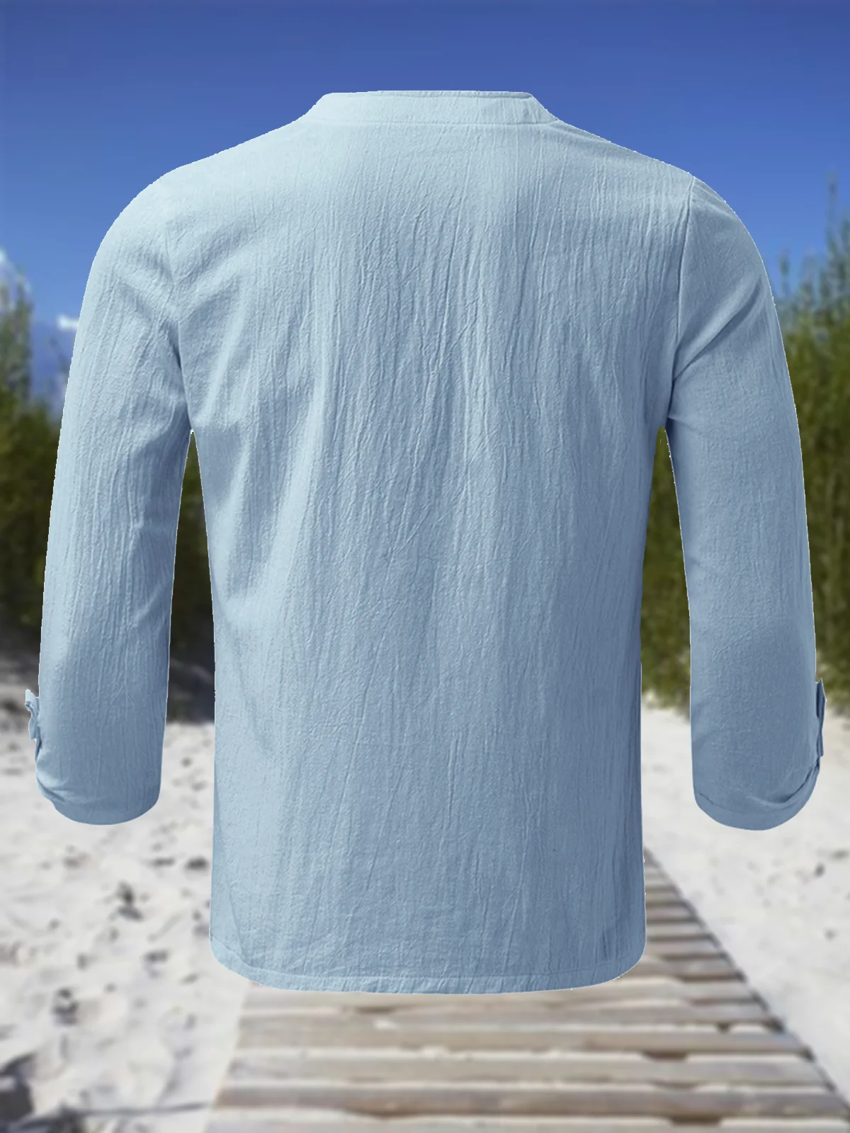 Cotton and linen based net color style comfortable flax long sleeve shirts